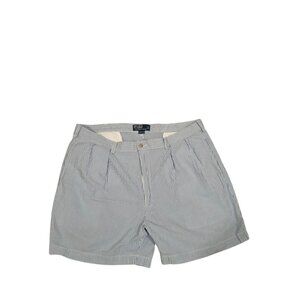 Polo Ralph Lauren Shorts Sz 42 Blue Striped Seersucker Tyler Chino Pleated Front